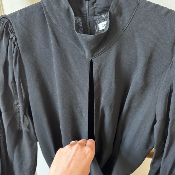 Reformation Ottessa Cutout Georgette Mini Wrap Dress - Size M - Black - GUC - Picture 11 of 12